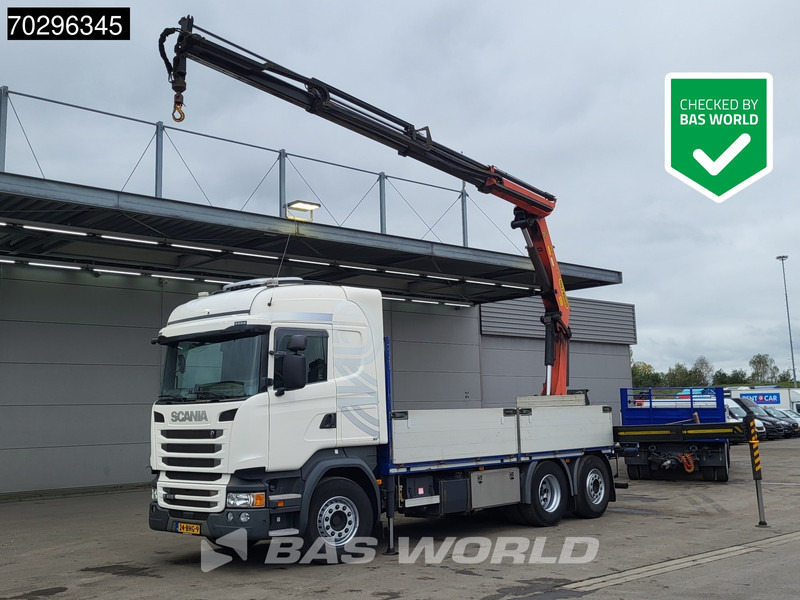 Scania R410 R 6X2 NL-Truck Palfinger PK22002-EH Crane Kran Lift+Steering-Axle Euro 6 - Platós teherautó, Darus autó: 1 kép. Scania R410 R 6X2 NL-Truck Palfinger PK22002-EH Crane Kran Lift+Steering-Axle Euro 6 - Platós teherautó, Darus autó: 1 kép.