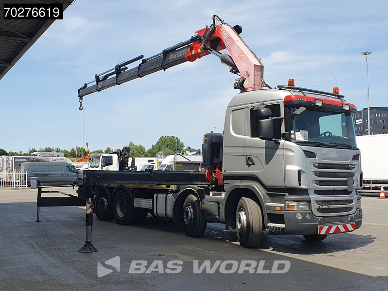 Scania R480 8X2 FASSI F660AXP.25 Manual Retarder Lift+Lenkachse Euro 5 - Platós teherautó, Darus autó: 2 kép. Scania R480 8X2 FASSI F660AXP.25 Manual Retarder Lift+Lenkachse Euro 5 - Platós teherautó, Darus autó: 2 kép.
