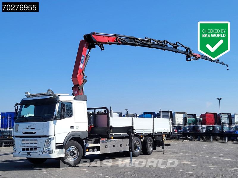 Volvo FM 450 6X2 HMF 3220 Crane Kran Lift-Lenkachse VEB+ Euro 6 - Platós teherautó, Darus autó: 1 kép. Volvo FM 450 6X2 HMF 3220 Crane Kran Lift-Lenkachse VEB+ Euro 6 - Platós teherautó, Darus autó: 1 kép.