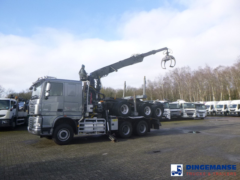 DAF XF 105.510 6x4 + Loglift F281S83 crane / timber truck + dolly - Rönkszállító teherautó, Darus autó: 3 kép. DAF XF 105.510 6x4 + Loglift F281S83 crane / timber truck + dolly - Rönkszállító teherautó, Darus autó: 3 kép.