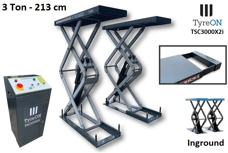 TSC3000X2i in floor scissor lift - extendable tables - Garázs felszerelés: 1 kép. TSC3000X2i in floor scissor lift - extendable tables - Garázs felszerelés: 1 kép.