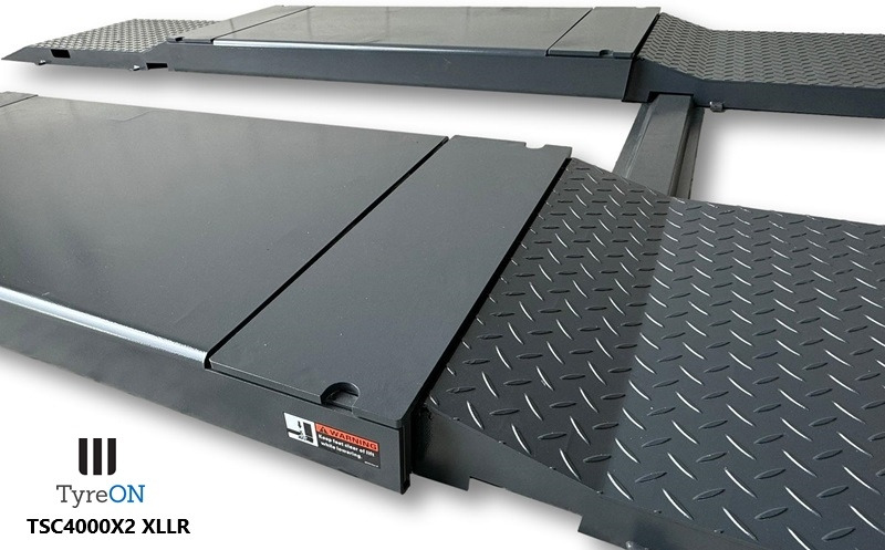 TSC4000X2 XLLR Low Profile 4T floor mounted scissor lift - Large lifting range, 66 cm wide extendable tables 148.5 to 230,5 cm - Hydromechanically locked - no air required - Also for vehicles with 5 c - Garázs felszerelés: 3 kép. TSC4000X2 XLLR Low Profile 4T floor mounted scissor lift - Large lifting range, 66 cm wide extendable tables 148.5 to 230,5 cm - Hydromechanically locked - no air required - Also for vehicles with 5 c - Garázs felszerelés: 3 kép.