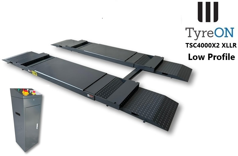 TSC4000X2 XLLR Low Profile 4T floor mounted scissor lift - Large lifting range, 66 cm wide extendable tables 148.5 to 230,5 cm - Hydromechanically locked - no air required - Also for vehicles with 5 c - Garázs felszerelés: 4 kép. TSC4000X2 XLLR Low Profile 4T floor mounted scissor lift - Large lifting range, 66 cm wide extendable tables 148.5 to 230,5 cm - Hydromechanically locked - no air required - Also for vehicles with 5 c - Garázs felszerelés: 4 kép.