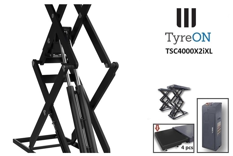 TSC4000X2iXL In floor scissor lift - Double extensions - 12 cm installation depth - Hydromechanically locked - No compressed air required - 4T - Garázs felszerelés: 5 kép. TSC4000X2iXL In floor scissor lift - Double extensions - 12 cm installation depth - Hydromechanically locked - No compressed air required - 4T - Garázs felszerelés: 5 kép.