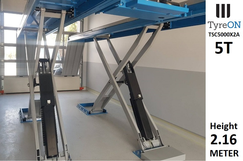 TSC5000X2A Alignment scissor lift - On floor - Free wheel lifting system - 5.3 m lightened runways - 5T- Mounted on the floor - Garázs felszerelés: 3 kép. TSC5000X2A Alignment scissor lift - On floor - Free wheel lifting system - 5.3 m lightened runways - 5T- Mounted on the floor - Garázs felszerelés: 3 kép.