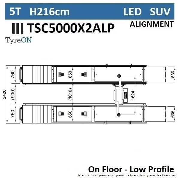 TSC5000X2A LP wheel alignment lift - On floor - Free wheel lifting system - 5.2 m lightened runways (76 cm wide) - Low profile - 5T - Garázs felszerelés: 4 kép. TSC5000X2A LP wheel alignment lift - On floor - Free wheel lifting system - 5.2 m lightened runways (76 cm wide) - Low profile - 5T - Garázs felszerelés: 4 kép.