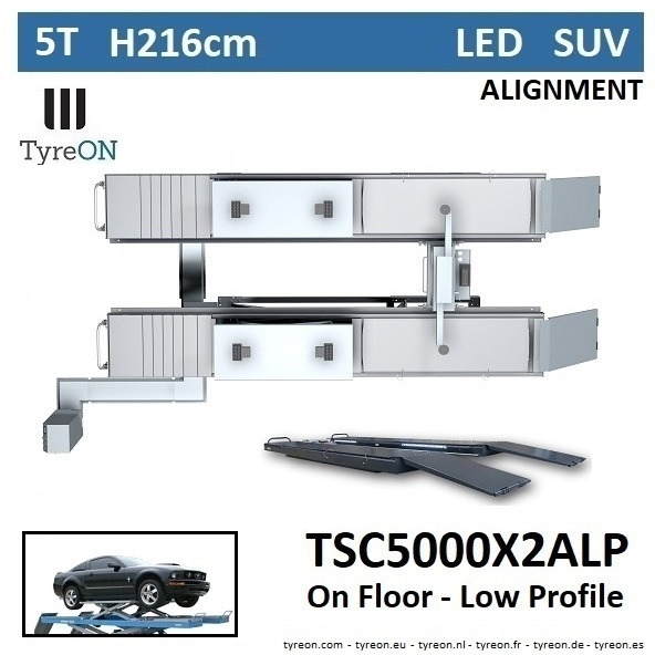 TSC5000X2A LP wheel alignment lift - On floor - Free wheel lifting system - 5.2 m lightened runways (76 cm wide) - Low profile - 5T - Garázs felszerelés: 2 kép. TSC5000X2A LP wheel alignment lift - On floor - Free wheel lifting system - 5.2 m lightened runways (76 cm wide) - Low profile - 5T - Garázs felszerelés: 2 kép.