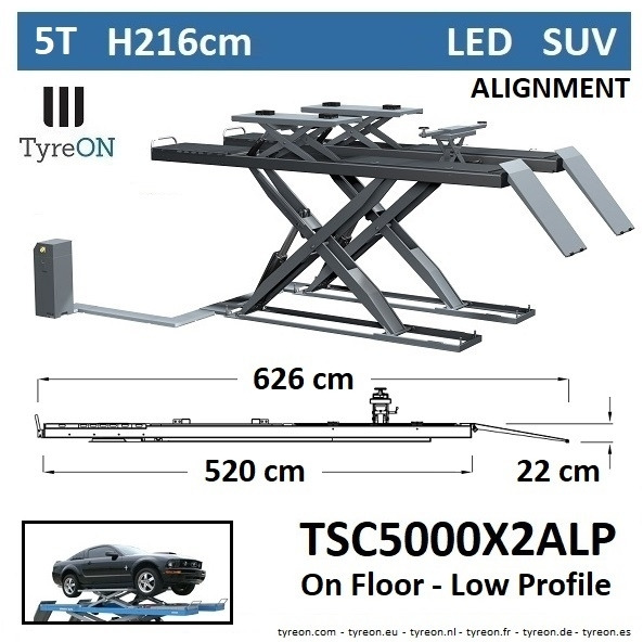 TSC5000X2A LP wheel alignment lift - On floor - Free wheel lifting system - 5.2 m lightened runways (76 cm wide) - Low profile - 5T - Garázs felszerelés: 5 kép. TSC5000X2A LP wheel alignment lift - On floor - Free wheel lifting system - 5.2 m lightened runways (76 cm wide) - Low profile - 5T - Garázs felszerelés: 5 kép.
