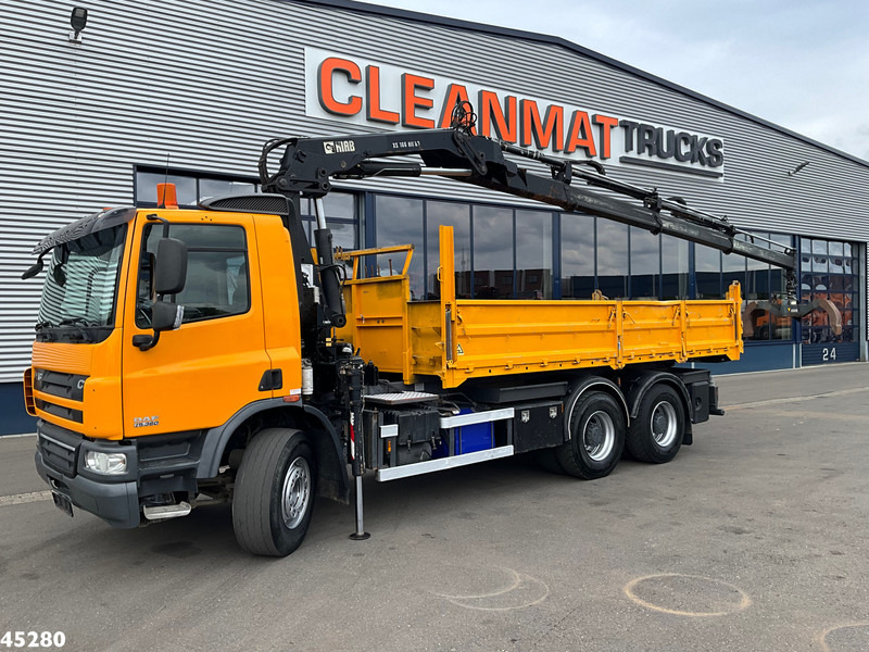 DAF FAT 75 CF 340 6x4 Manual Full steel Hiab 16 Tonmeter laadkraan - Billenőplatós teherautó, Darus autó: 2 kép. DAF FAT 75 CF 340 6x4 Manual Full steel Hiab 16 Tonmeter laadkraan - Billenőplatós teherautó, Darus autó: 2 kép.