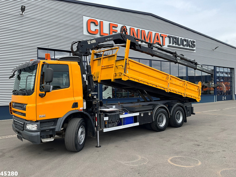 DAF FAT 75 CF 340 6x4 Manual Full steel Hiab 16 Tonmeter laadkraan - Billenőplatós teherautó, Darus autó: 1 kép. DAF FAT 75 CF 340 6x4 Manual Full steel Hiab 16 Tonmeter laadkraan - Billenőplatós teherautó, Darus autó: 1 kép.