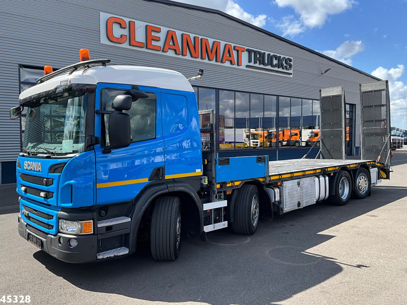 Scania P 410 8x2 Euro 6 Retarder Autotransporter met hydraulische oprijrampen - Autószállító teherautó: 1 kép. Scania P 410 8x2 Euro 6 Retarder Autotransporter met hydraulische oprijrampen - Autószállító teherautó: 1 kép.