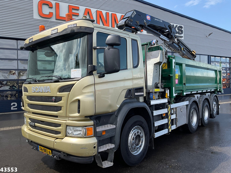 Billenőplatós teherautó, Darus autó Scania P 410 8x4 Euro 6 HMF 18 Tonmeter laadkraan: 7 kép.