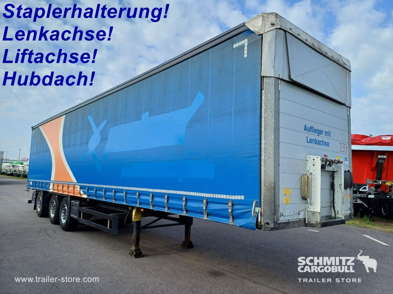 SCHMITZ Auflieger Curtainsider Standard Forklift holder - Ponyvás félpótkocsi: 1 kép. SCHMITZ Auflieger Curtainsider Standard Forklift holder - Ponyvás félpótkocsi: 1 kép.