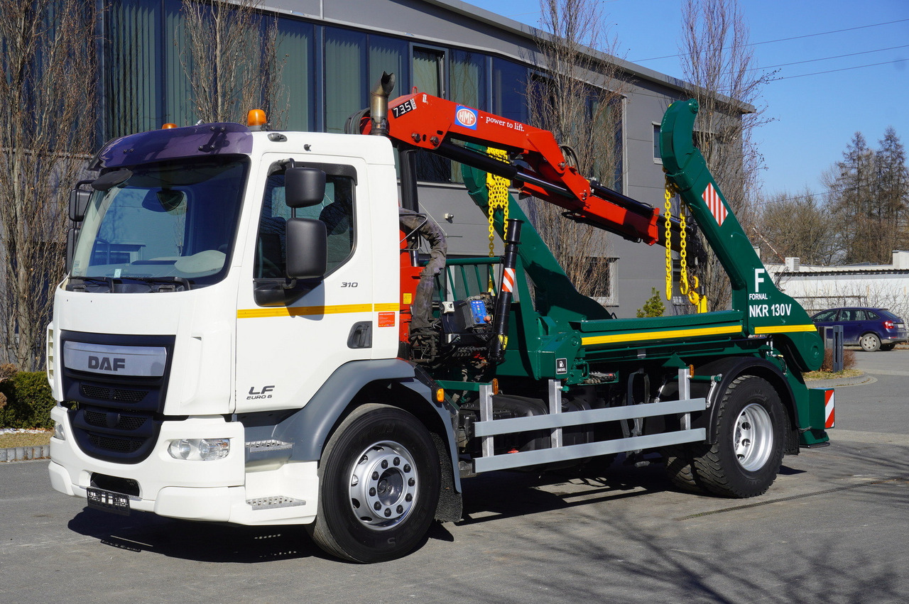 DAF LF 18.310 E6 / Skip loader Fornal NKR 130V / HDS HMF 735 K2 / Manual gearbox - Darus autó: 1 kép. DAF LF 18.310 E6 / Skip loader Fornal NKR 130V / HDS HMF 735 K2 / Manual gearbox - Darus autó: 1 kép.