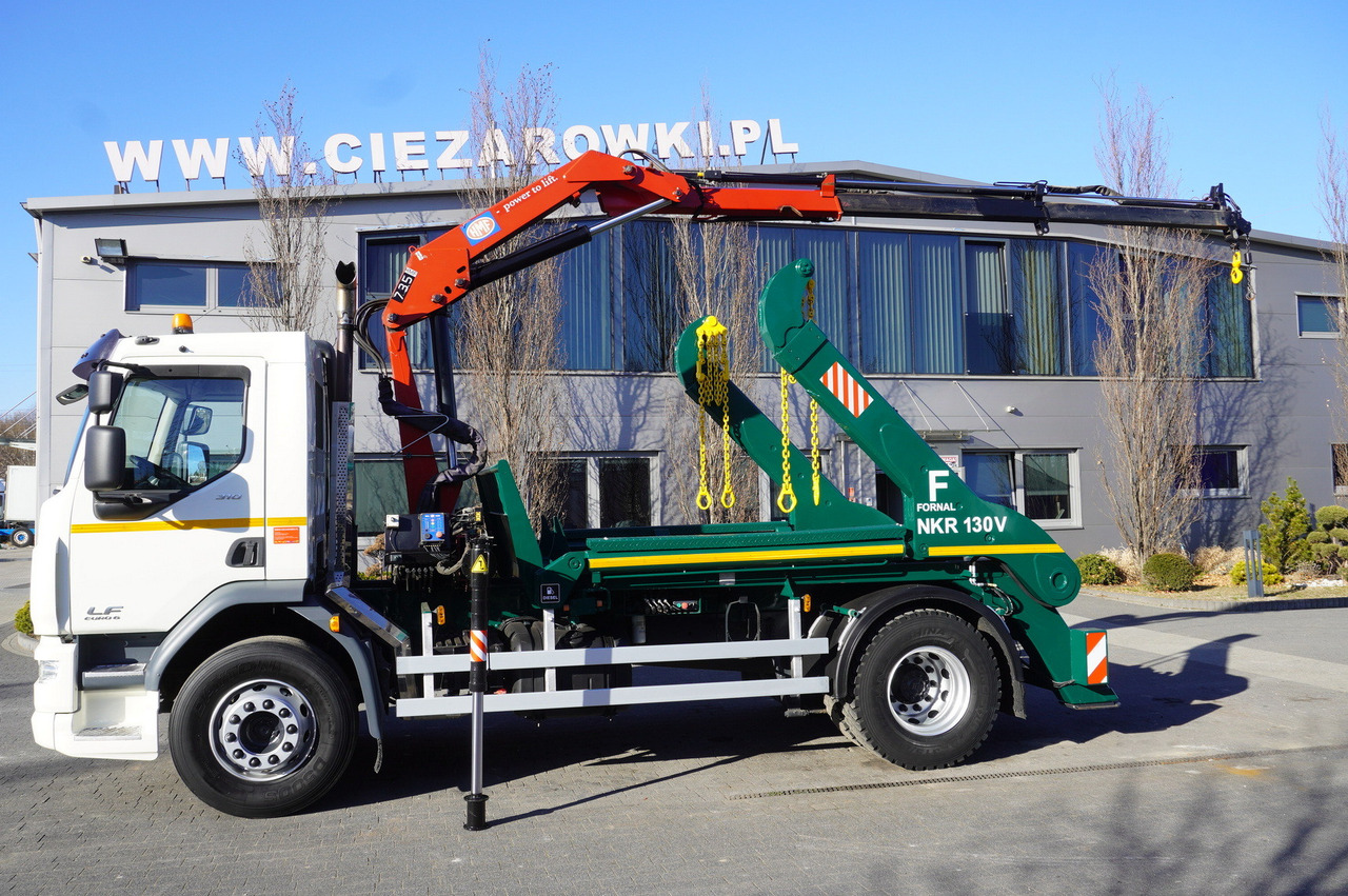 DAF LF 18.310 E6 / Skip loader Fornal NKR 130V / HDS HMF 735 K2 / Manual gearbox - Darus autó: 4 kép. DAF LF 18.310 E6 / Skip loader Fornal NKR 130V / HDS HMF 735 K2 / Manual gearbox - Darus autó: 4 kép.
