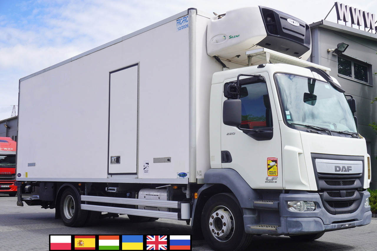 DAF LF 220 / Refrigerator 16 EPAL Multitemp / Carrier Supra 1150 MT / Palfinger 1500 kg - Hűtős teherautó: 1 kép. DAF LF 220 / Refrigerator 16 EPAL Multitemp / Carrier Supra 1150 MT / Palfinger 1500 kg - Hűtős teherautó: 1 kép.