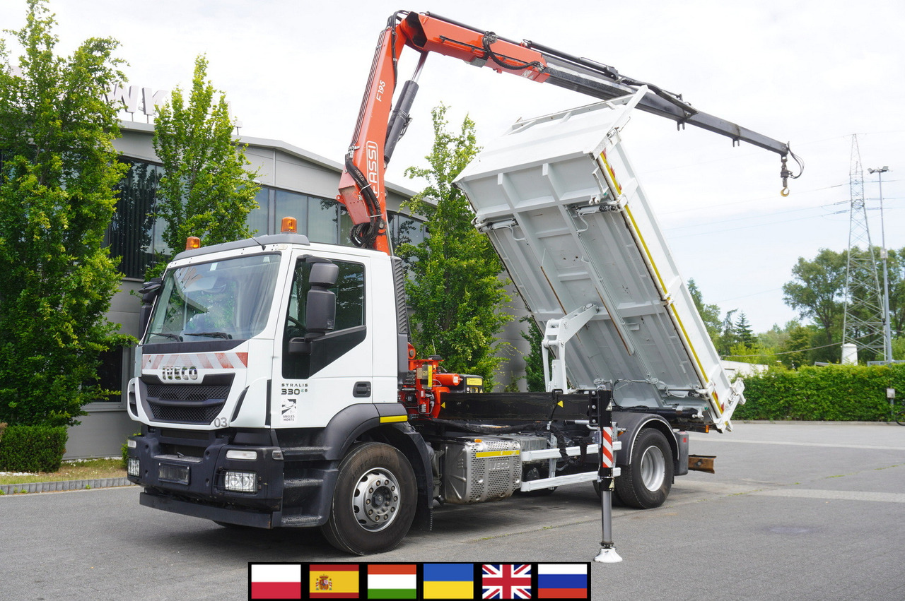 IVECO STRALIS 330 E6 / FASSI 195A 8.5 T / 3-side tipper - Billenőplatós teherautó, Darus autó: 1 kép. IVECO STRALIS 330 E6 / FASSI 195A 8.5 T / 3-side tipper - Billenőplatós teherautó, Darus autó: 1 kép.