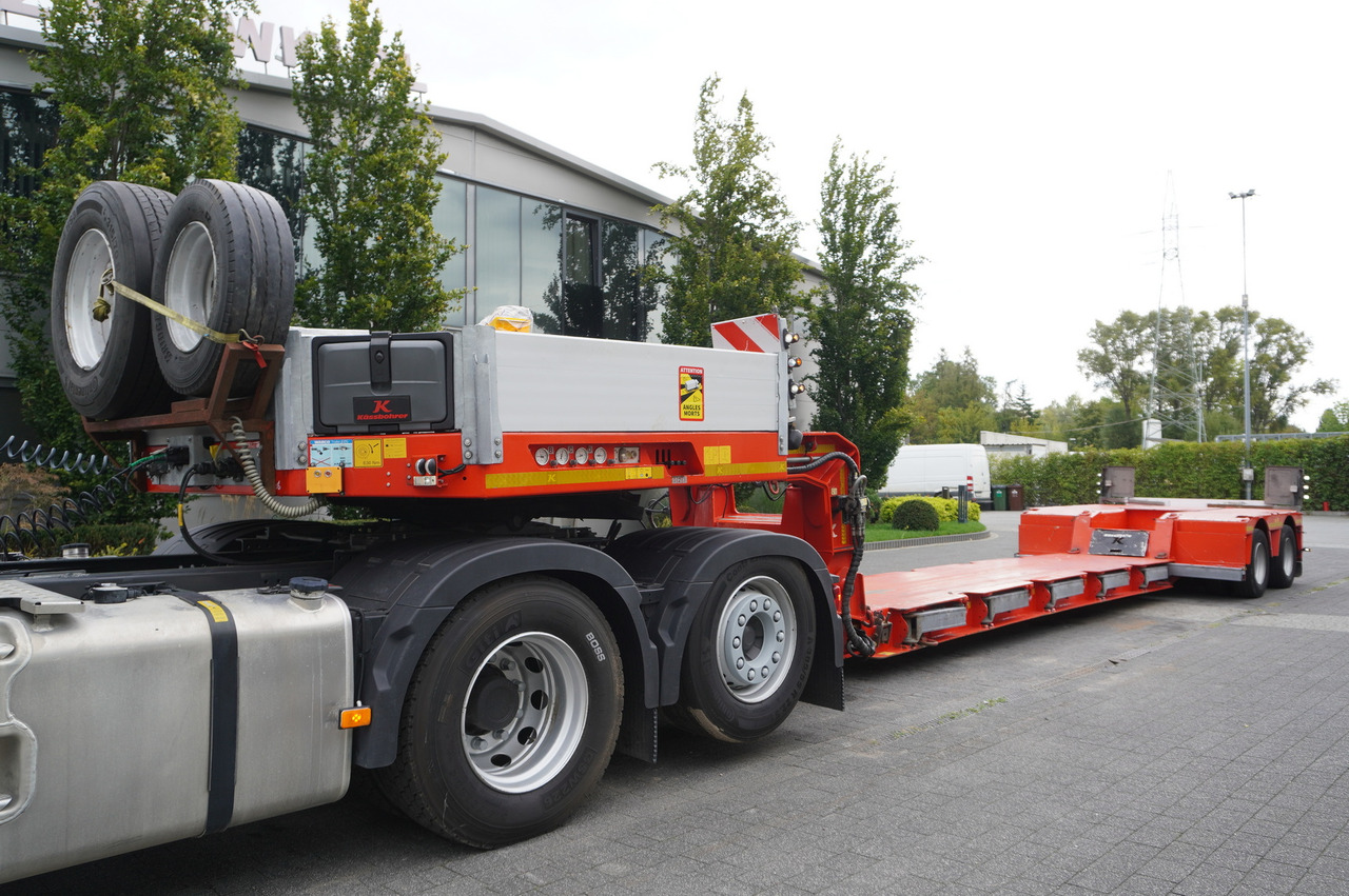 KÄSSBOHRER LB2 TIEF-BETT low loader semi-trailer / 16.5 m / Extendable semi-trailer / steered axles / 2 units - Félpótkocsi mélybölcsős: 2 kép. KÄSSBOHRER LB2 TIEF-BETT low loader semi-trailer / 16.5 m / Extendable semi-trailer / steered axles / 2 units - Félpótkocsi mélybölcsős: 2 kép.