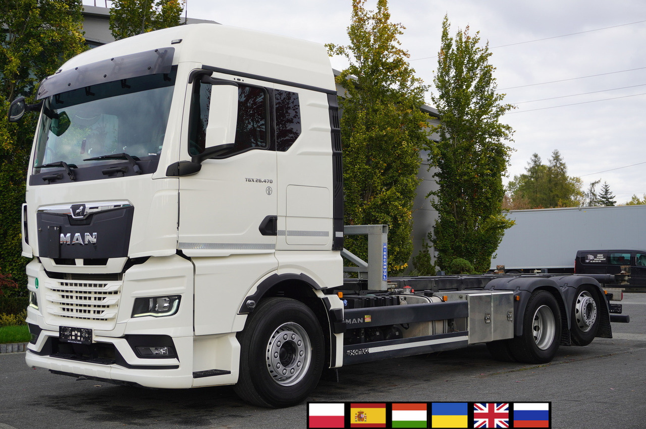 MAN TGX 26.470 6x2 COINTAINERKIPPER HYVA HIRMSCHLING / 200 tho. km! - Cserefelépítményes teherautó: 1 kép. MAN TGX 26.470 6x2 COINTAINERKIPPER HYVA HIRMSCHLING / 200 tho. km! - Cserefelépítményes teherautó: 1 kép.