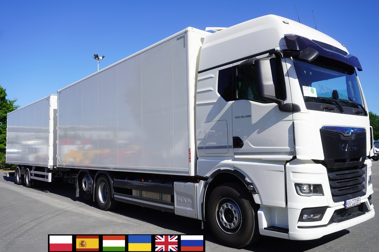 MAN TGX 26.480 6×2-2 LL CH NEW / 19 EPAL box / New Wecon walkthrough box trailer 19 EPAL / 2025.06 !!! - Dobozos felépítményű teherautó: 1 kép. MAN TGX 26.480 6×2-2 LL CH NEW / 19 EPAL box / New Wecon walkthrough box trailer 19 EPAL / 2025.06 !!! - Dobozos felépítményű teherautó: 1 kép.