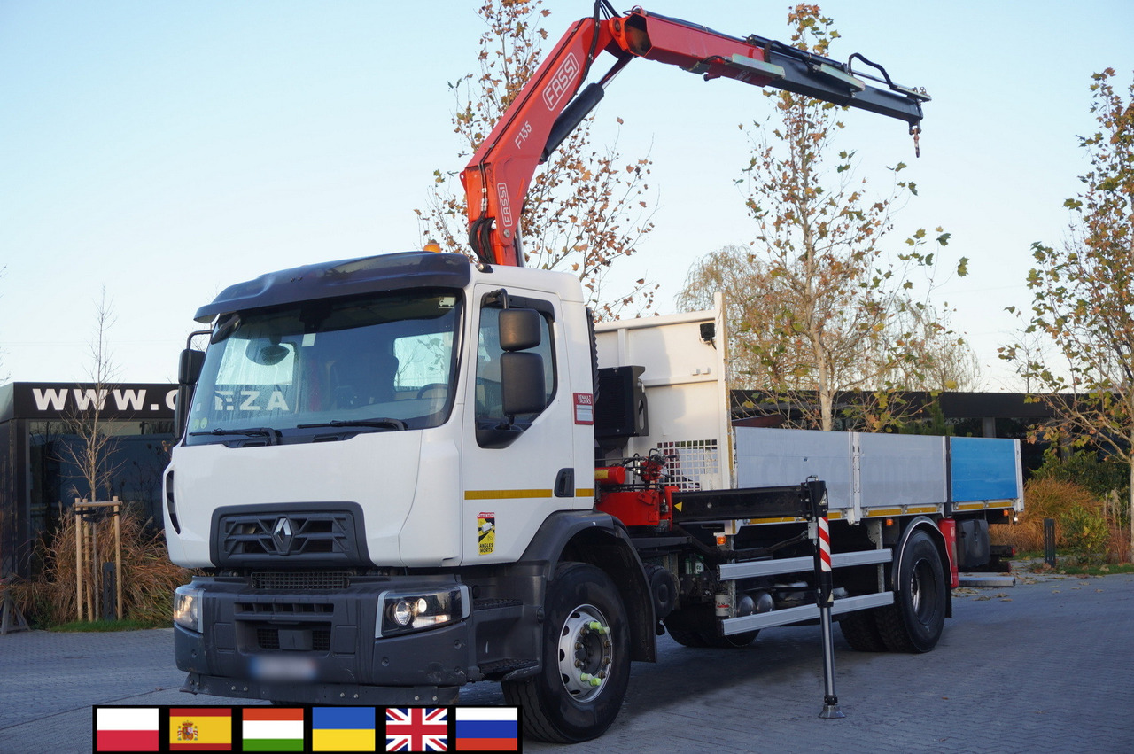 RENAULT C280 DTI 8 / FASSI crane 5.6 T / range 8 m / Flatbed 15 EPAL - Platós teherautó, Darus autó: 1 kép. RENAULT C280 DTI 8 / FASSI crane 5.6 T / range 8 m / Flatbed 15 EPAL - Platós teherautó, Darus autó: 1 kép.