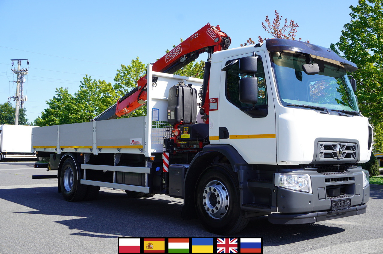 RENAULT C280 DTI 8 / FASSI crane 5.6 T / range 8 m / Flatbed 15 EPAL - Platós teherautó, Darus autó: 1 kép. RENAULT C280 DTI 8 / FASSI crane 5.6 T / range 8 m / Flatbed 15 EPAL - Platós teherautó, Darus autó: 1 kép.