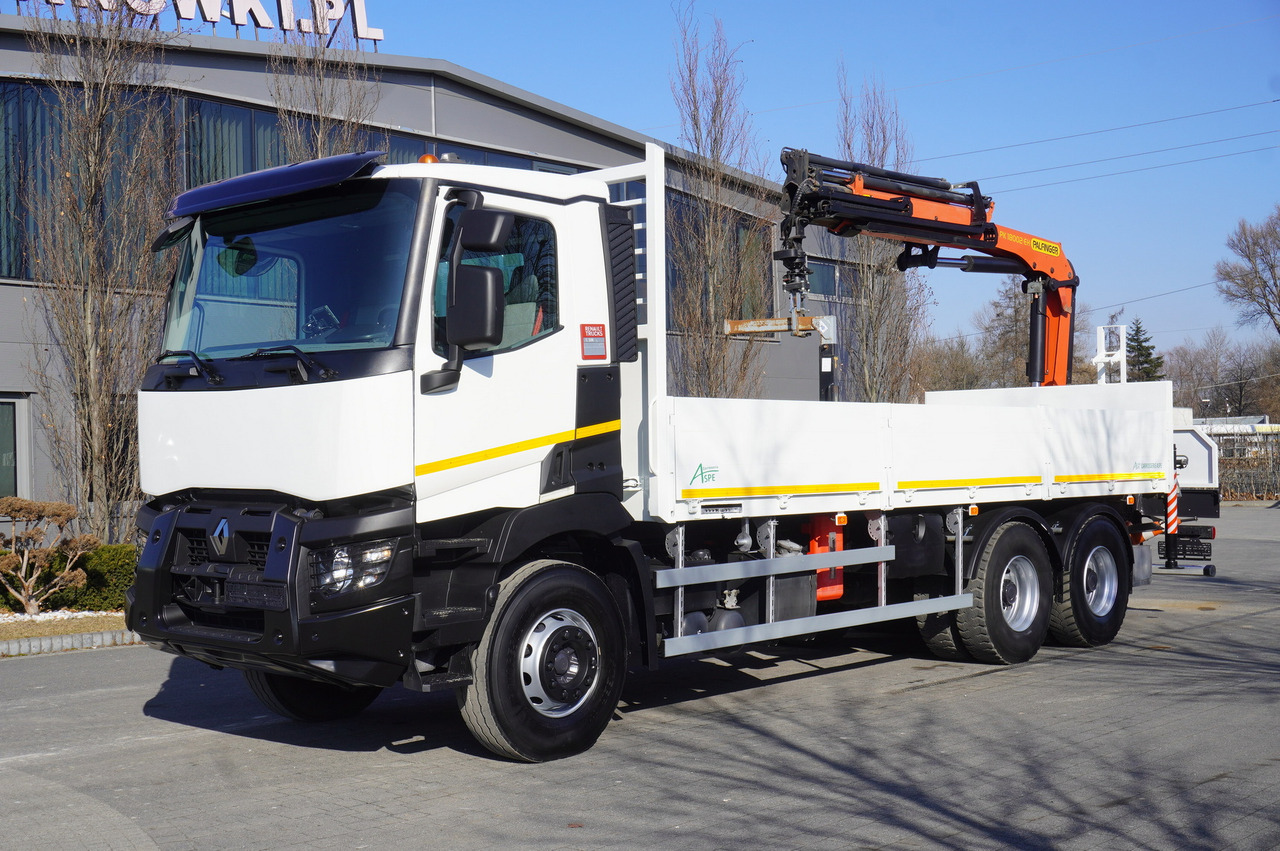 RENAULT C380 / 6x4 / HDS Palfinger PK 18002-EH 6000 kg - Platós teherautó, Darus autó: 2 kép. RENAULT C380 / 6x4 / HDS Palfinger PK 18002-EH 6000 kg - Platós teherautó, Darus autó: 2 kép.