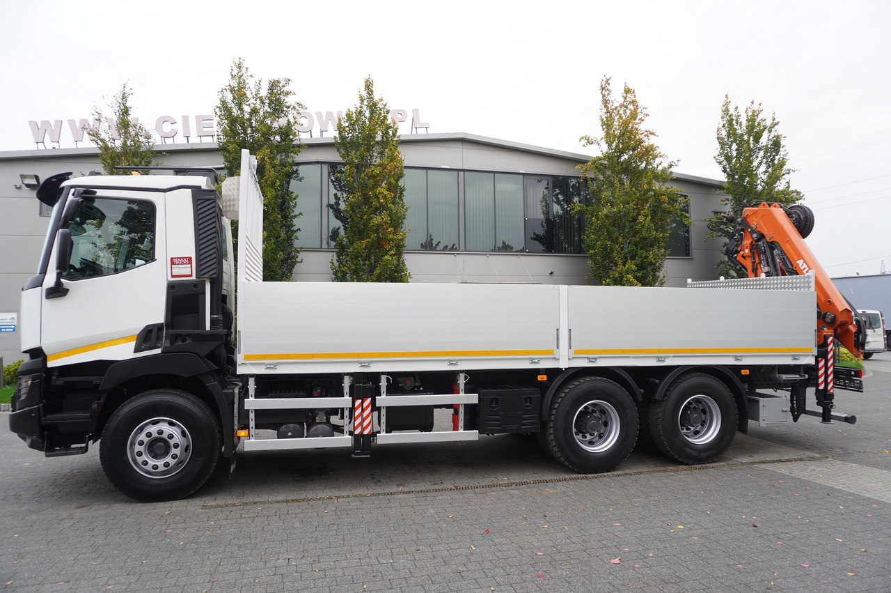 RENAULT C380 Comfort 6x4 / Atlas 172.3E crane / Range 12.3 m / capacity 6.1 t / Flatbed 17 EPAL - Darus autó: 4 kép. RENAULT C380 Comfort 6x4 / Atlas 172.3E crane / Range 12.3 m / capacity 6.1 t / Flatbed 17 EPAL - Darus autó: 4 kép.