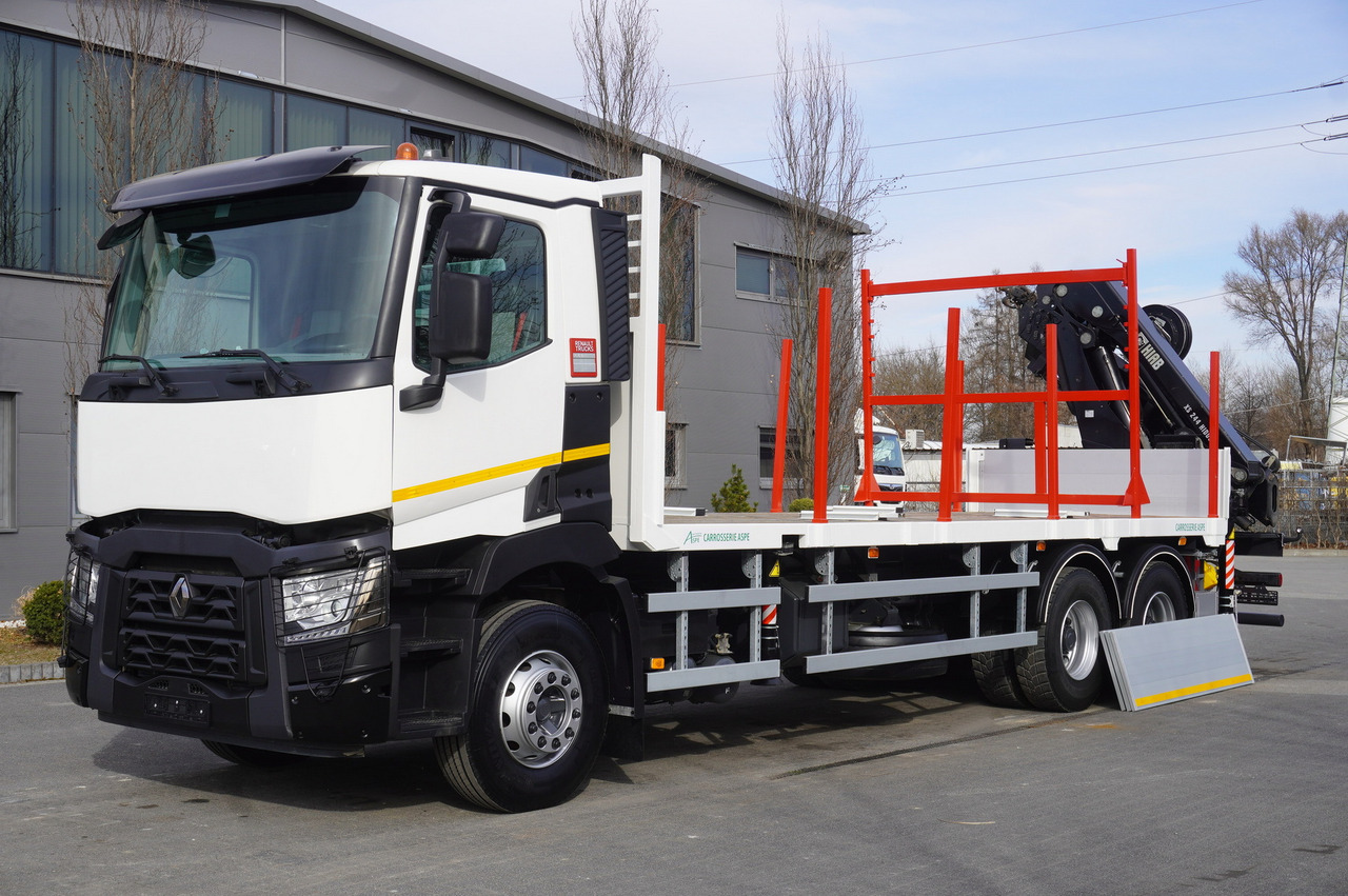 RENAULT C430 / HIAB 244 EP-5 HIDUO crane 8400 kg 15 m / Platform with stanchions - Erdészeti pótkocsi: 4 kép. RENAULT C430 / HIAB 244 EP-5 HIDUO crane 8400 kg 15 m / Platform with stanchions - Erdészeti pótkocsi: 4 kép.