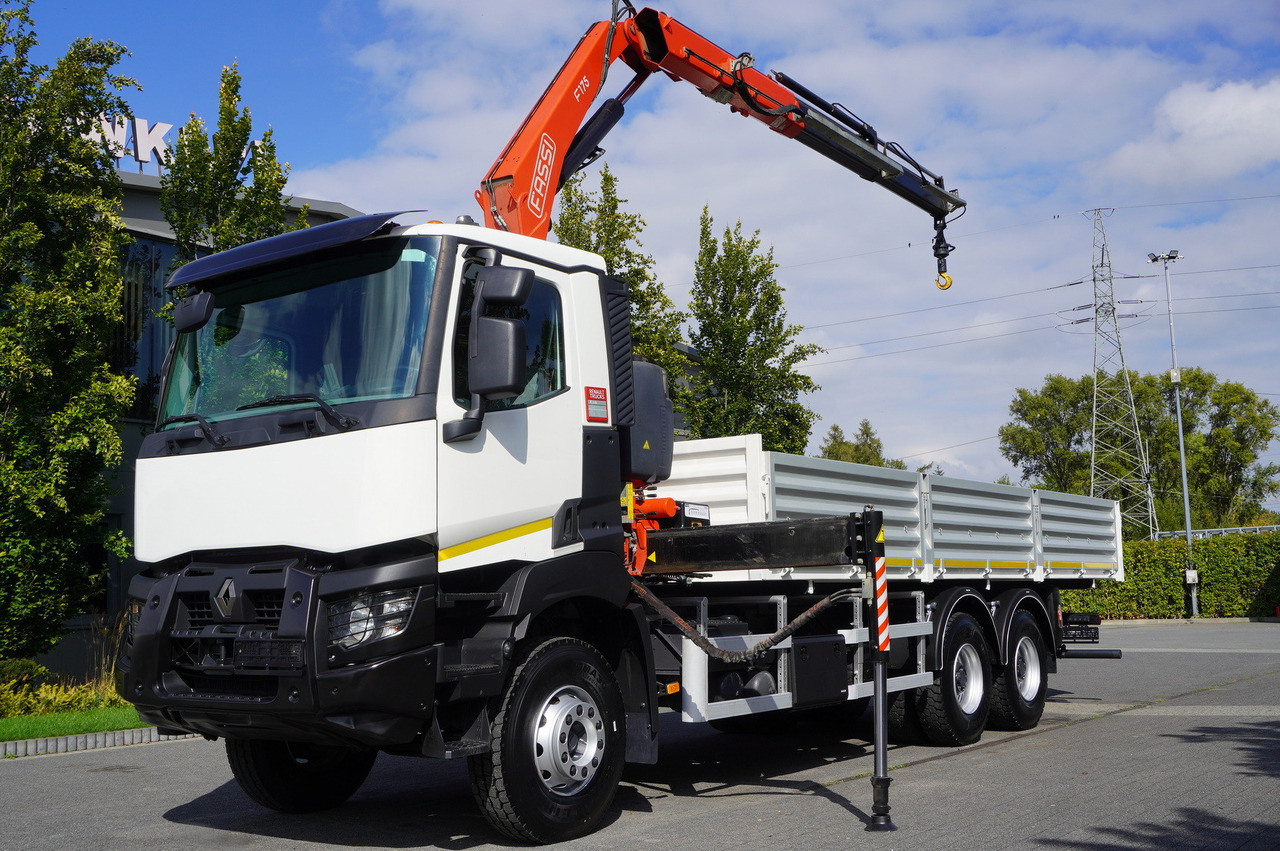 RENAULT K380 6×4 / FASSI F175 crane 7.85 t / 120 thousand km! / 2-sided tipper - Darus autó: 4 kép. RENAULT K380 6×4 / FASSI F175 crane 7.85 t / 120 thousand km! / 2-sided tipper - Darus autó: 4 kép.