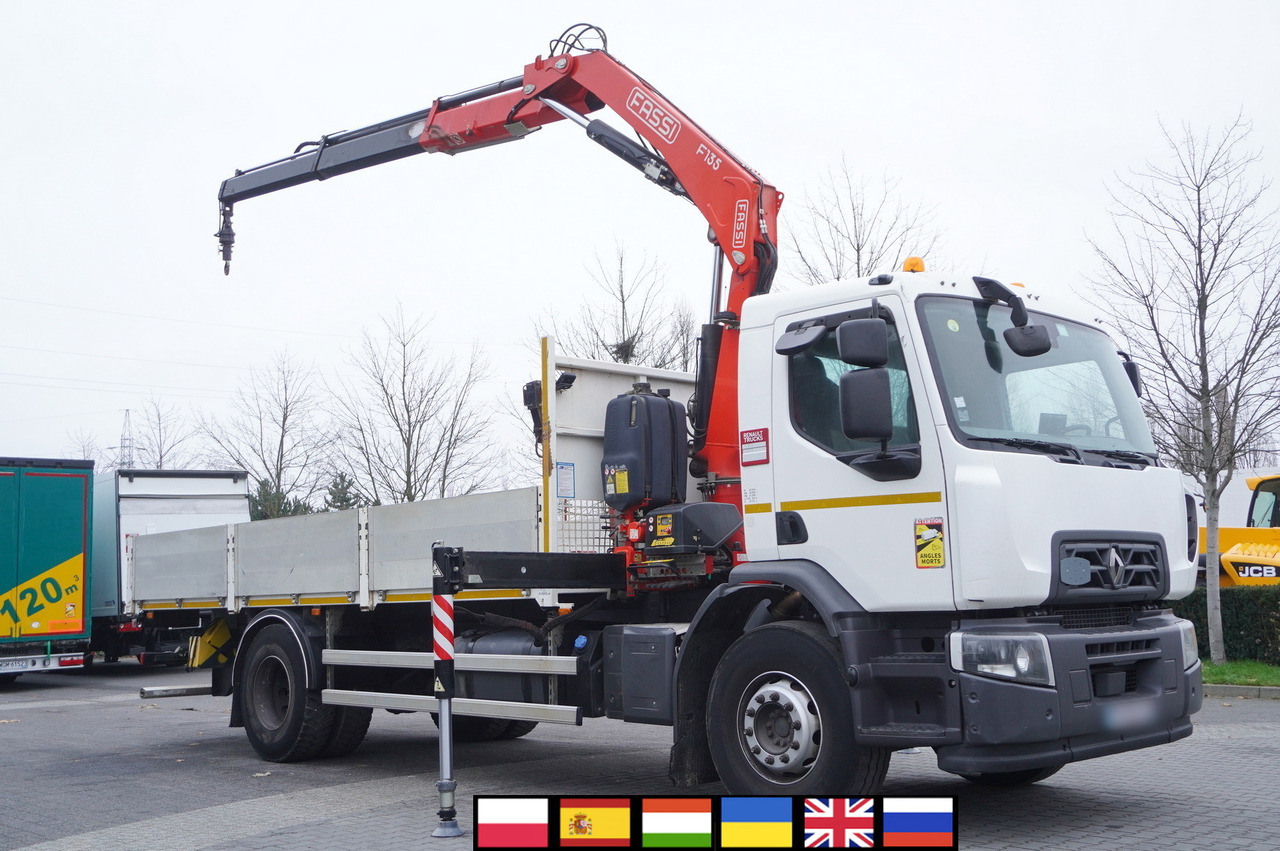 RENAULT RENAULT C280 DTI 8 / FASSI crane 5.6 T / 560 MTH / range 8 m / Flatbed 15 EPAL - Darus autó: 1 kép. RENAULT RENAULT C280 DTI 8 / FASSI crane 5.6 T / 560 MTH / range 8 m / Flatbed 15 EPAL - Darus autó: 1 kép.