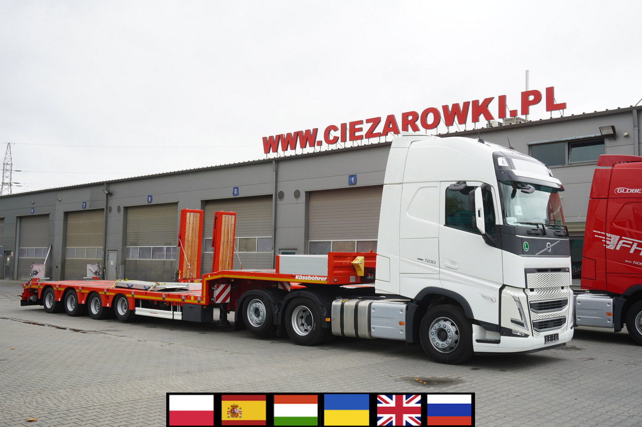 VOLVO FH 500 6 × 2 Globetrotter XL / 2023 / 114 thousand km / Brand-new low-loader Kässbohrer LB3E semi-trailer - Autószállító teherautó: 1 kép. VOLVO FH 500 6 × 2 Globetrotter XL / 2023 / 114 thousand km / Brand-new low-loader Kässbohrer LB3E semi-trailer - Autószállító teherautó: 1 kép.