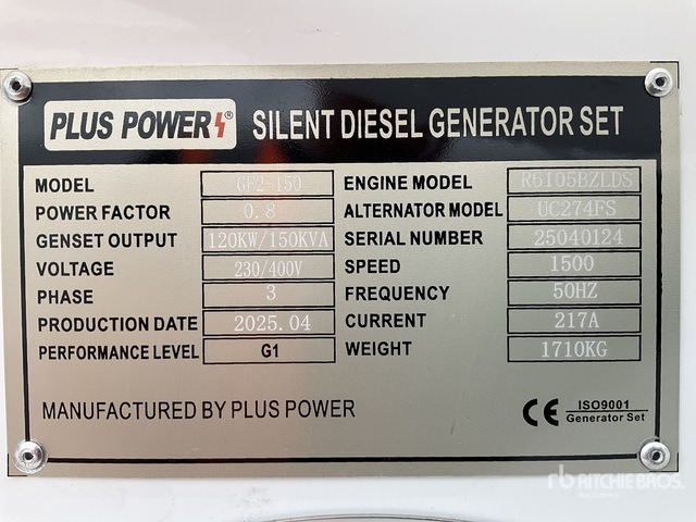 2025 Plus Power GF2-150 150 kVA (Unused) Generator Set - Áramfejlesztő: 1 kép. 2025 Plus Power GF2-150 150 kVA (Unused) Generator Set - Áramfejlesztő: 1 kép.