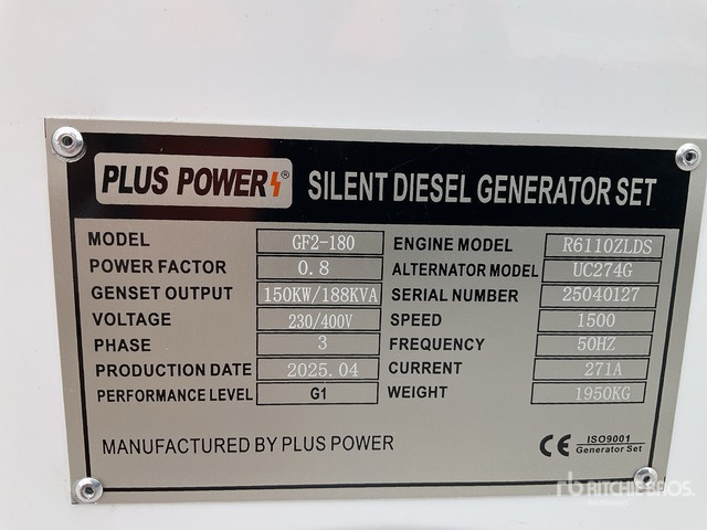 2025 Plus Power GF2-180 180 kVA (Unused) Generator Set - Áramfejlesztő: 2 kép. 2025 Plus Power GF2-180 180 kVA (Unused) Generator Set - Áramfejlesztő: 2 kép.