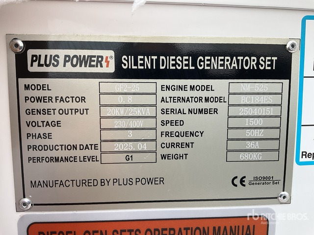 2025 Plus Power GF2-25 25 kVA (Unused) Generator Set - Áramfejlesztő: 1 kép. 2025 Plus Power GF2-25 25 kVA (Unused) Generator Set - Áramfejlesztő: 1 kép.