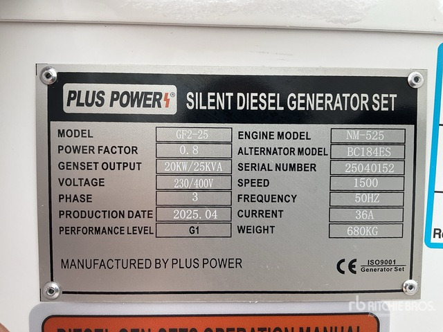 2025 Plus Power GF2-25 25 kVA (Unused) Generator Set - Áramfejlesztő: 2 kép. 2025 Plus Power GF2-25 25 kVA (Unused) Generator Set - Áramfejlesztő: 2 kép.