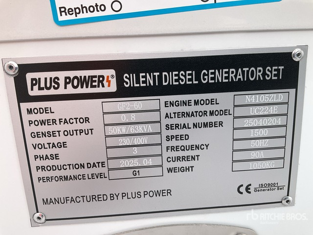 2025 Plus Power GF2-60 60 kVA (Unused) Generator Set - Áramfejlesztő: 2 kép. 2025 Plus Power GF2-60 60 kVA (Unused) Generator Set - Áramfejlesztő: 2 kép.