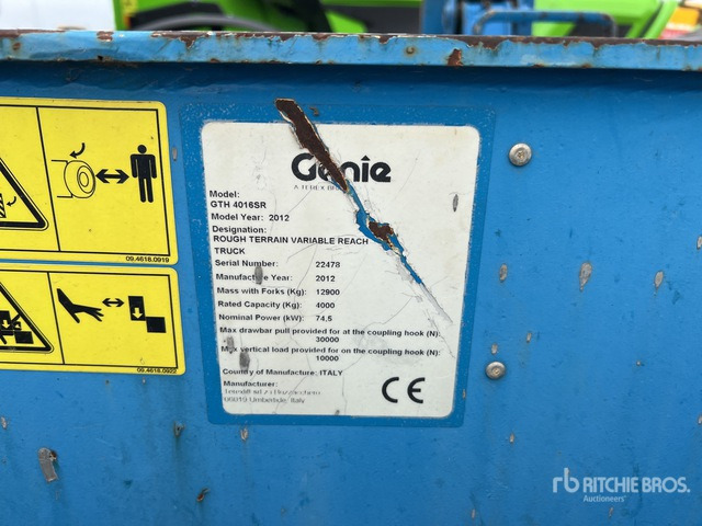 2012 Genie GTH4016SR Telehandler - Teleszkópos rakodó: 1 kép. 2012 Genie GTH4016SR Telehandler - Teleszkópos rakodó: 1 kép.
