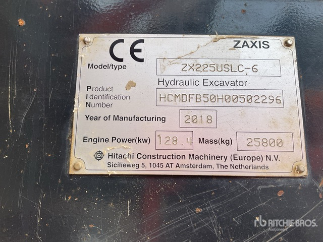 2018 Hitachi ZX225USLC-6 Tracked Excavator - Lánctalpas kotró: 1 kép. 2018 Hitachi ZX225USLC-6 Tracked Excavator - Lánctalpas kotró: 1 kép.