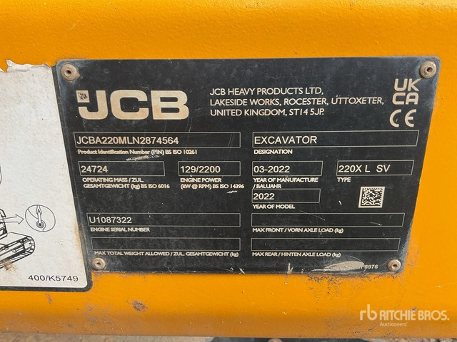2022 JCB 220XL Tracked Excavator - Lánctalpas kotró: 2 kép. 2022 JCB 220XL Tracked Excavator - Lánctalpas kotró: 2 kép.