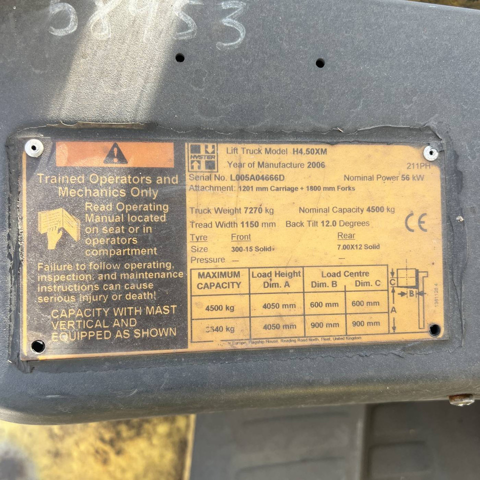 Hyster H4.50XM - Dízel targonca: 5 kép. Hyster H4.50XM - Dízel targonca: 5 kép.