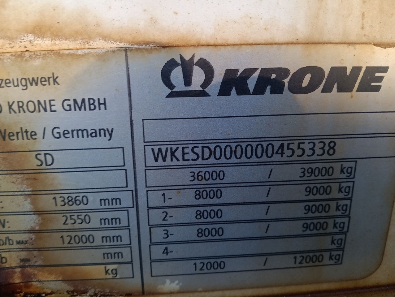 Új Félpótkocsi mélybölcsős Krone SDP 27  12,2m JUMBO BPW 235/75R17,5 Reifen 90%: 12 kép.