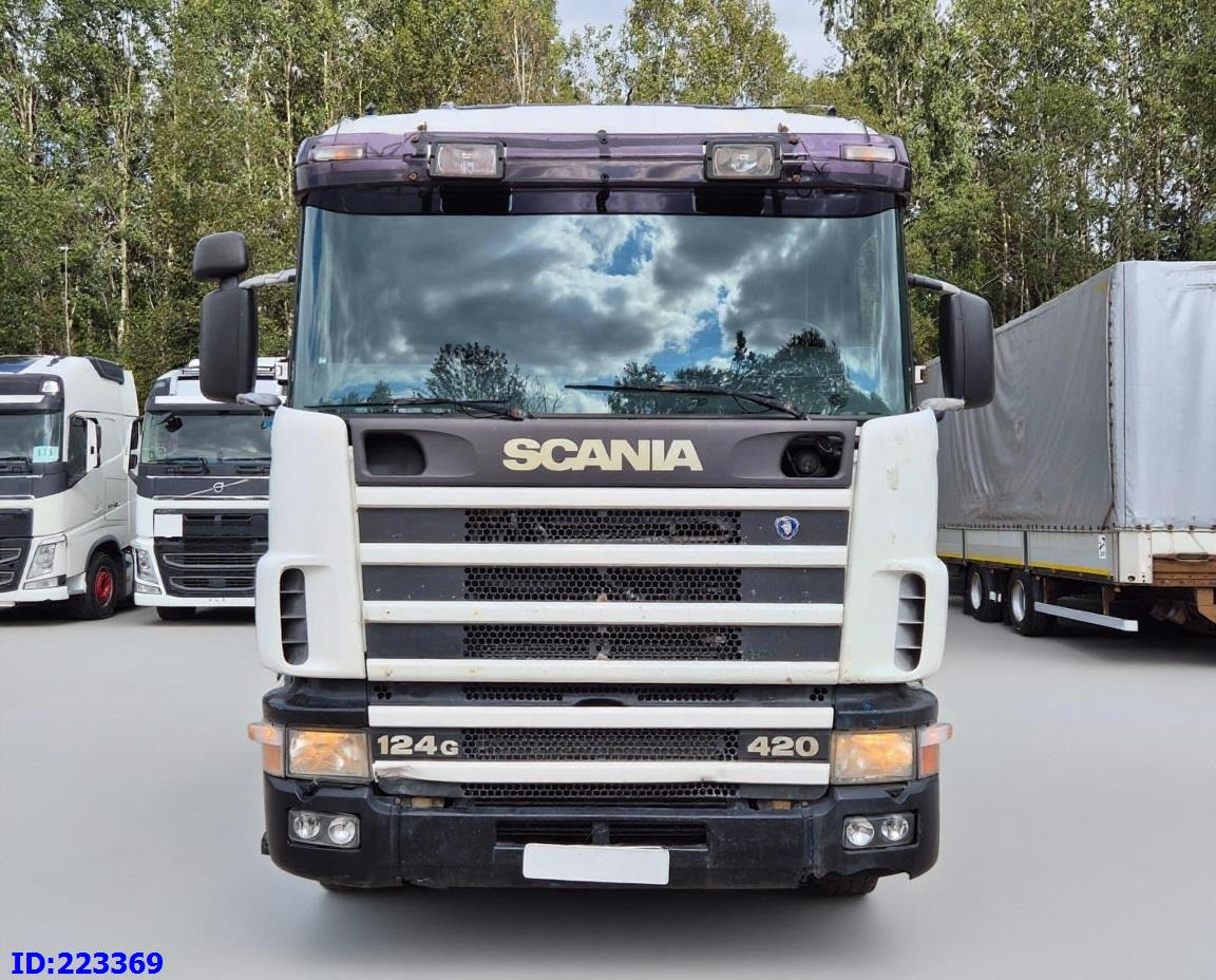 SCANIA R124 420 + Crane HIAB 140AW - Billenőplatós teherautó: 2 kép. SCANIA R124 420 + Crane HIAB 140AW - Billenőplatós teherautó: 2 kép.