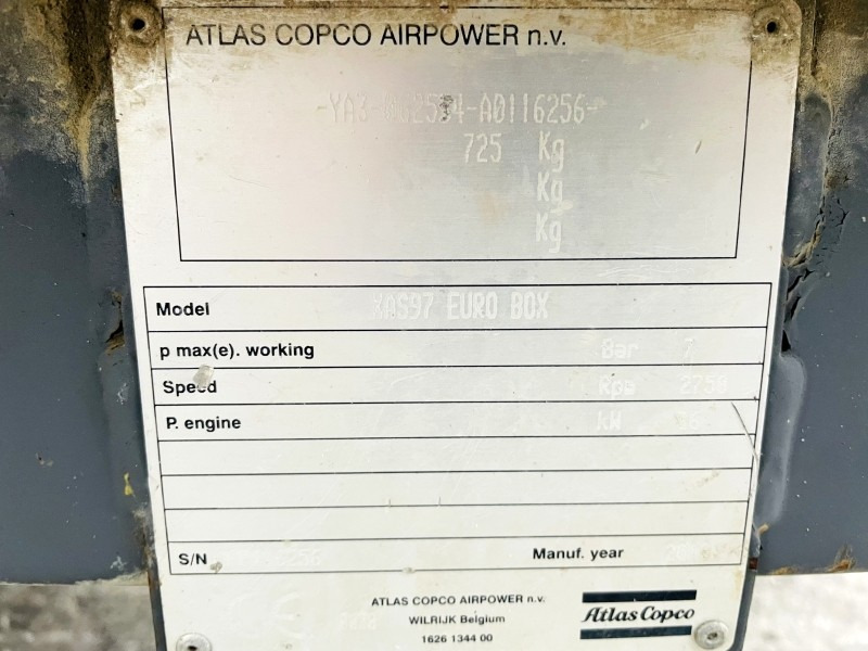 Atlas Copco XAS97 (3882) - Légkompresszor: 3 kép. Atlas Copco XAS97 (3882) - Légkompresszor: 3 kép.