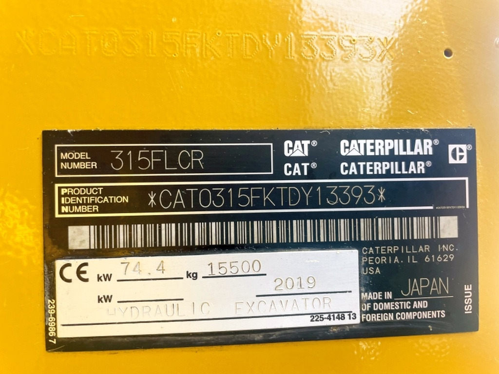 Caterpillar 315FLCR (3996) - Lánctalpas kotró: 4 kép. Caterpillar 315FLCR (3996) - Lánctalpas kotró: 4 kép.
