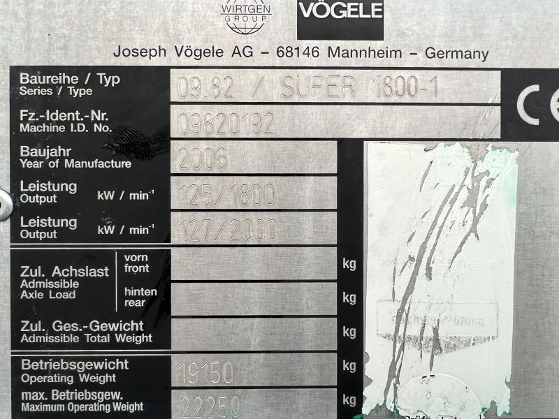 Útburkológép Vögele Super 1800-1/2 (110473): 7 kép.