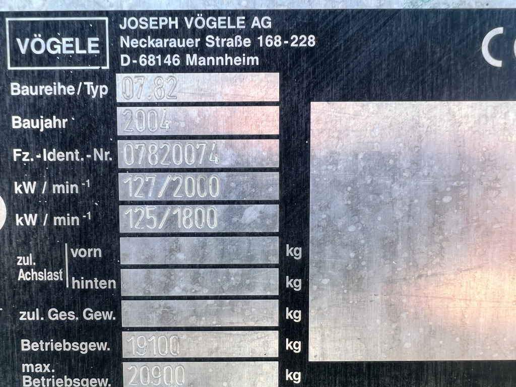 Útburkológép Vögele Super 1800-1 Typ: 07.82 (111585): 8 kép.