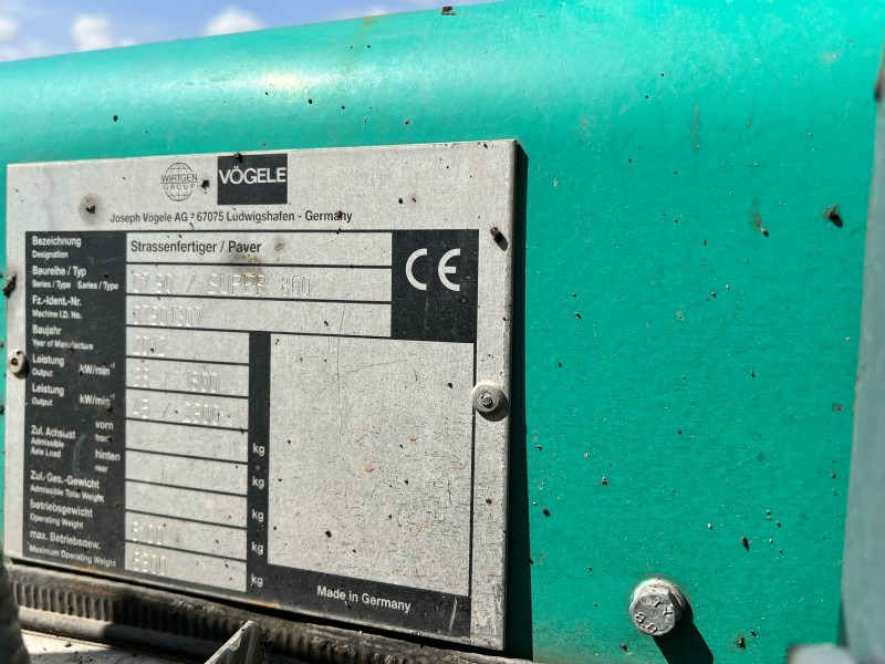 Útburkológép Vögele Super 800 Typ 0790 (110879): 7 kép.