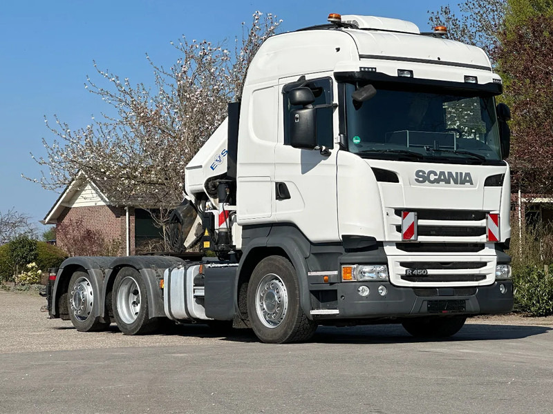 Scania R450 6x2 !!TRACTOR!!!CRANE/GRUE/HMF 50TM!!TOP!EURO6!! - Nyergesvontató: 2 kép. Scania R450 6x2 !!TRACTOR!!!CRANE/GRUE/HMF 50TM!!TOP!EURO6!! - Nyergesvontató: 2 kép.