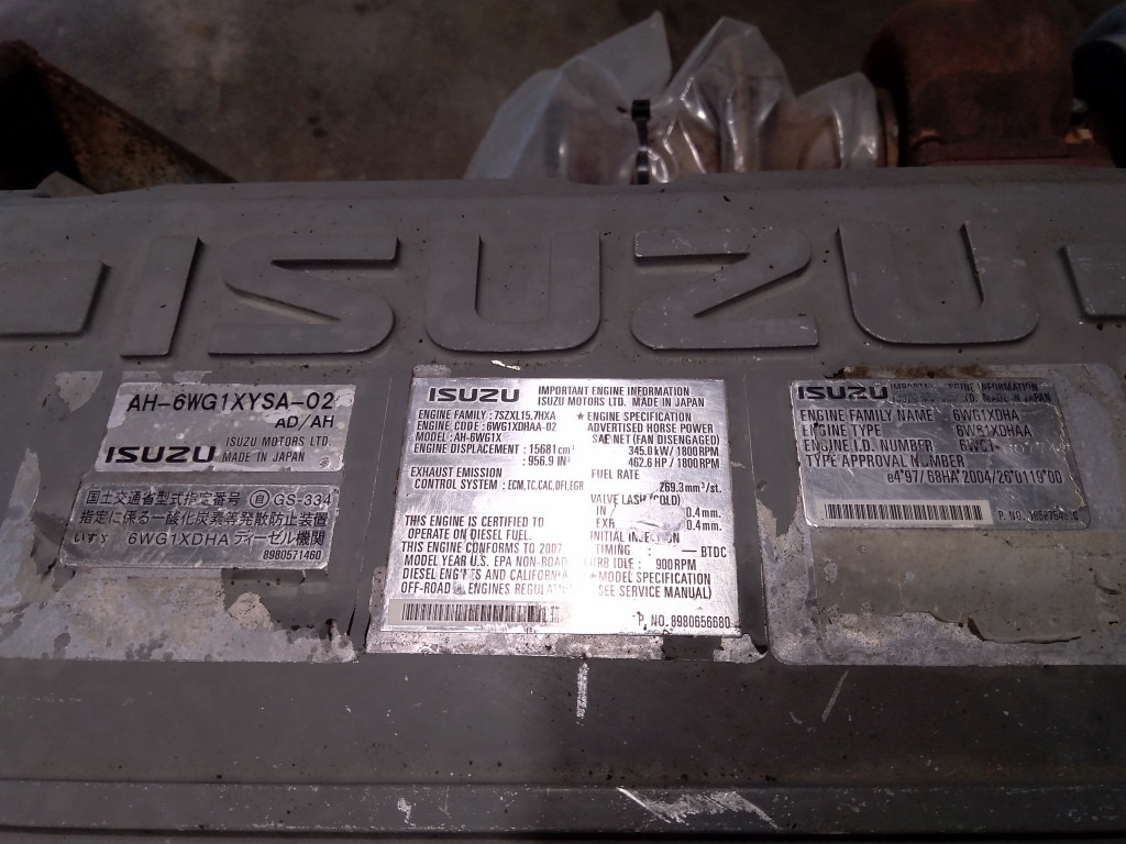 Isuzu 6WG1XYSA-02 (AD/AH) - - Motor - Építőipari gépek: 2 kép. Isuzu 6WG1XYSA-02 (AD/AH) - - Motor - Építőipari gépek: 2 kép.